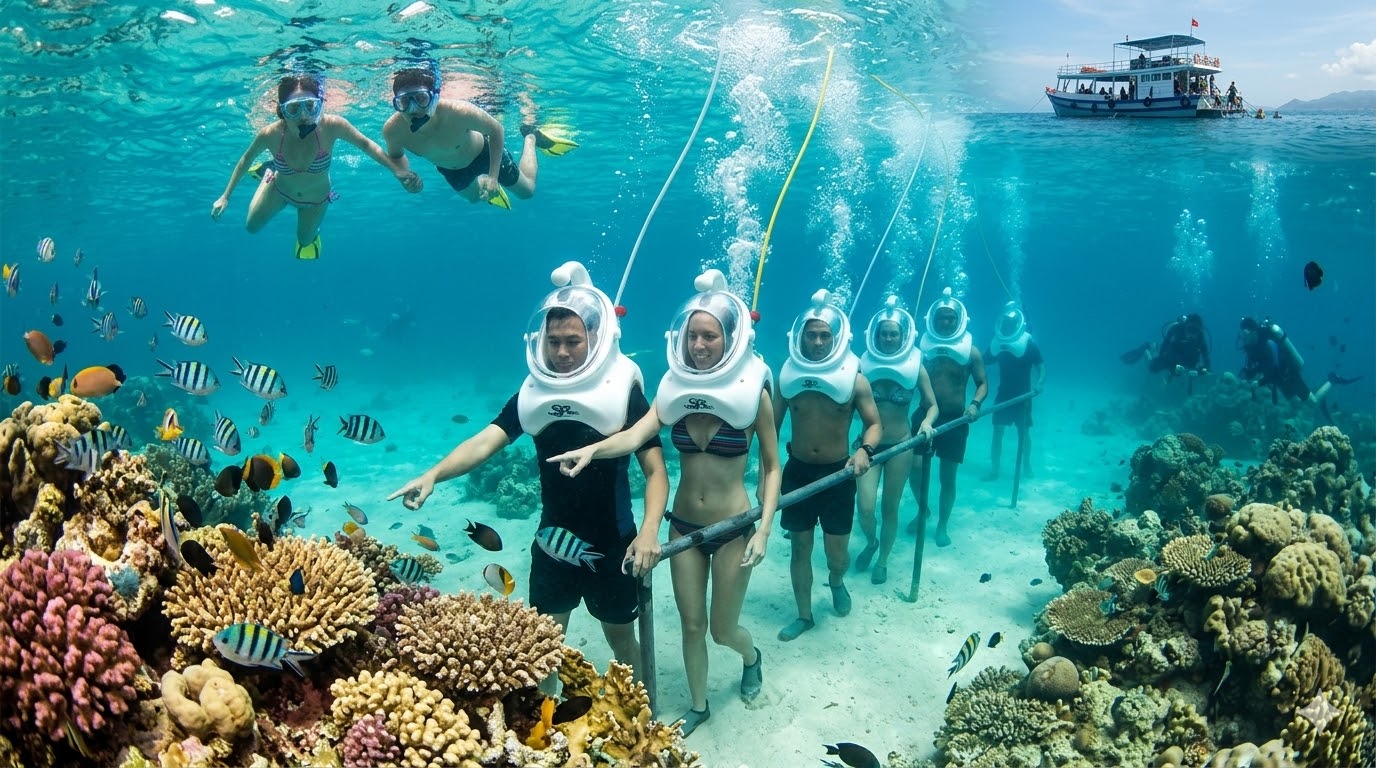 Trải nghiệm lặn ngắm san hô và đi bộ dưới biển tại Nha Trang